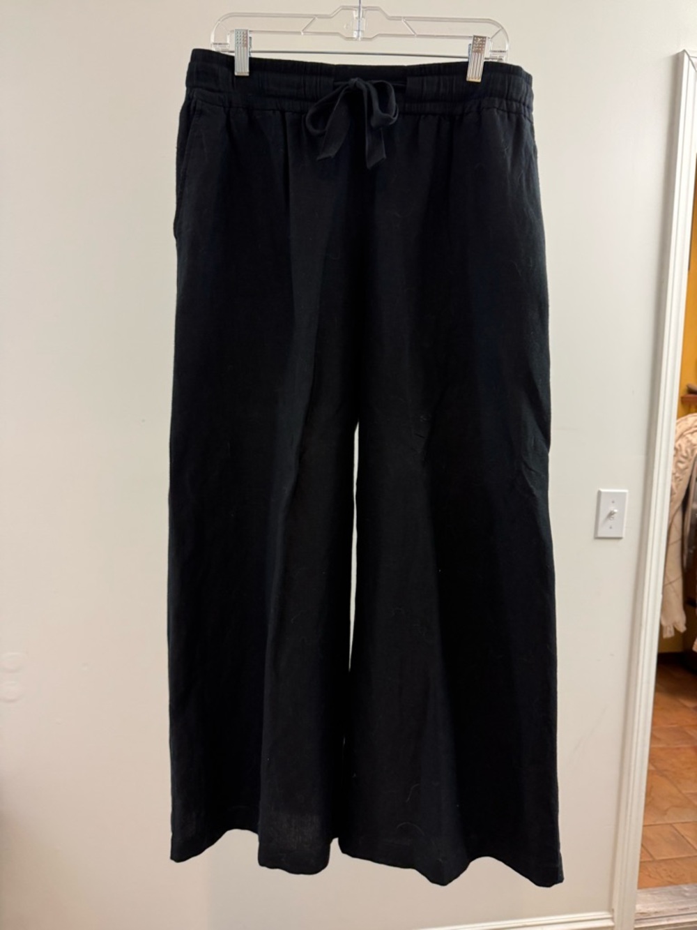 a new day Black Wide-Leg Drawstring Trousers